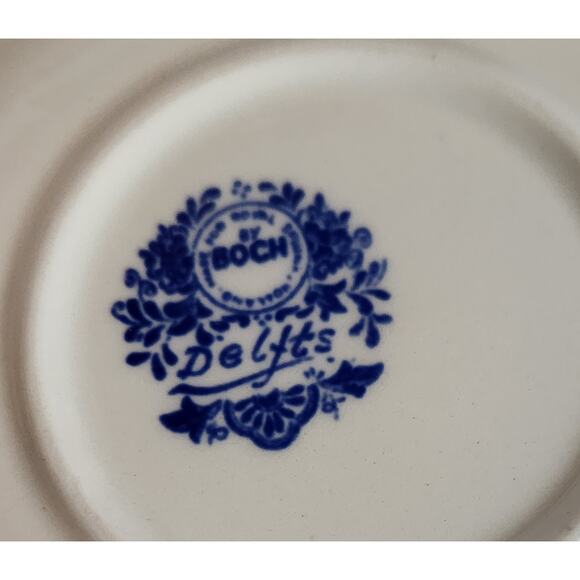 Vtg. Boch Delfts Miniature Blue & White Plates Set of 3 Dutch Children Scenes 4” - Picture 6 of 7